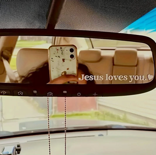 Jesus loves you car mirror sticker